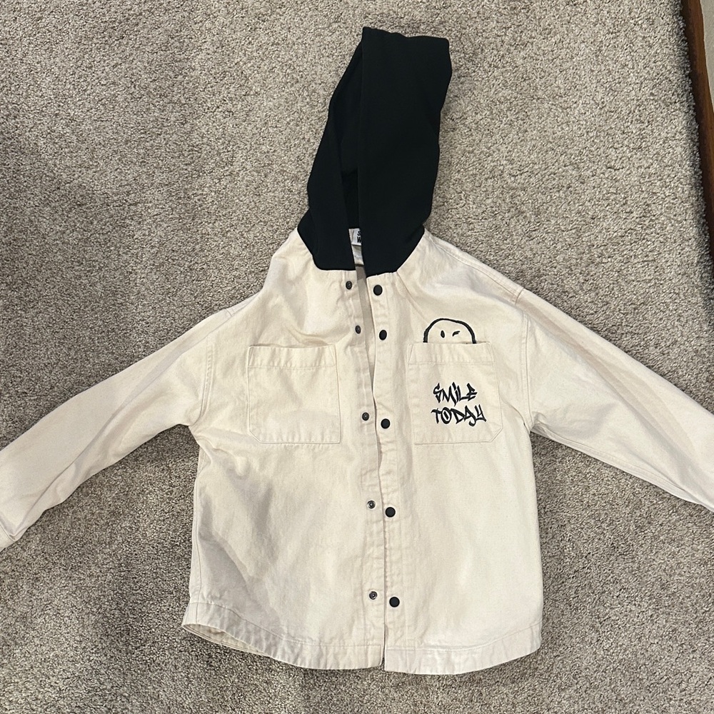 Cream and Black Hooded Jacket with Smile Today Zara- Smiley World